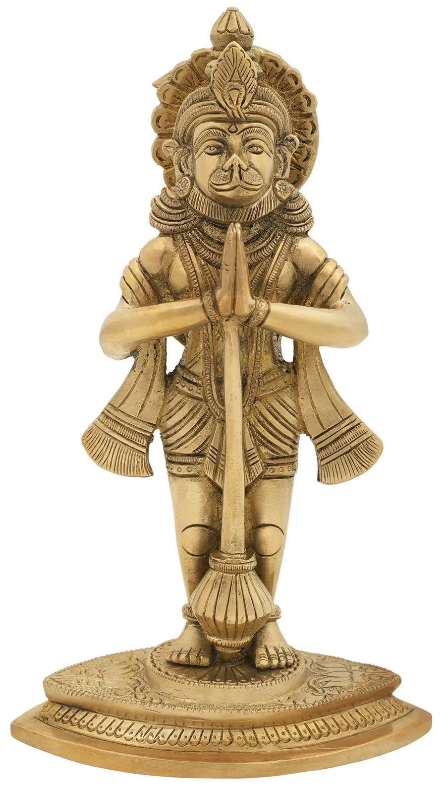 9" Handmade Lord Hanuman Namaskara Mudra Brass Idol