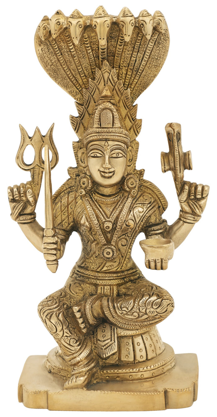 8" Goddess Mariamman Brass Statue | Handmade Religious Figurines