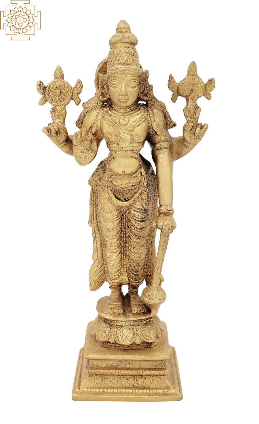 8" Standing Lord Vishnu Brass Idol Handmade