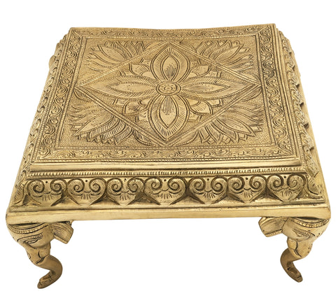 Designer Floral Ritual Chowki with Elephant Legs (Pedestal)