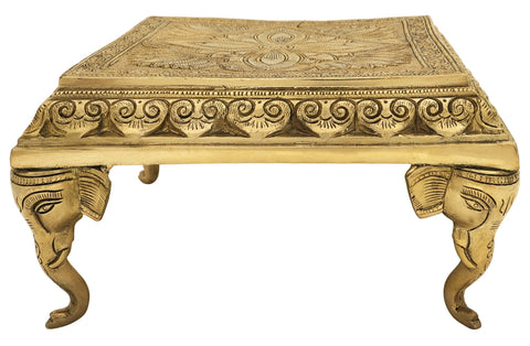Designer Floral Ritual Chowki with Elephant Legs (Pedestal)