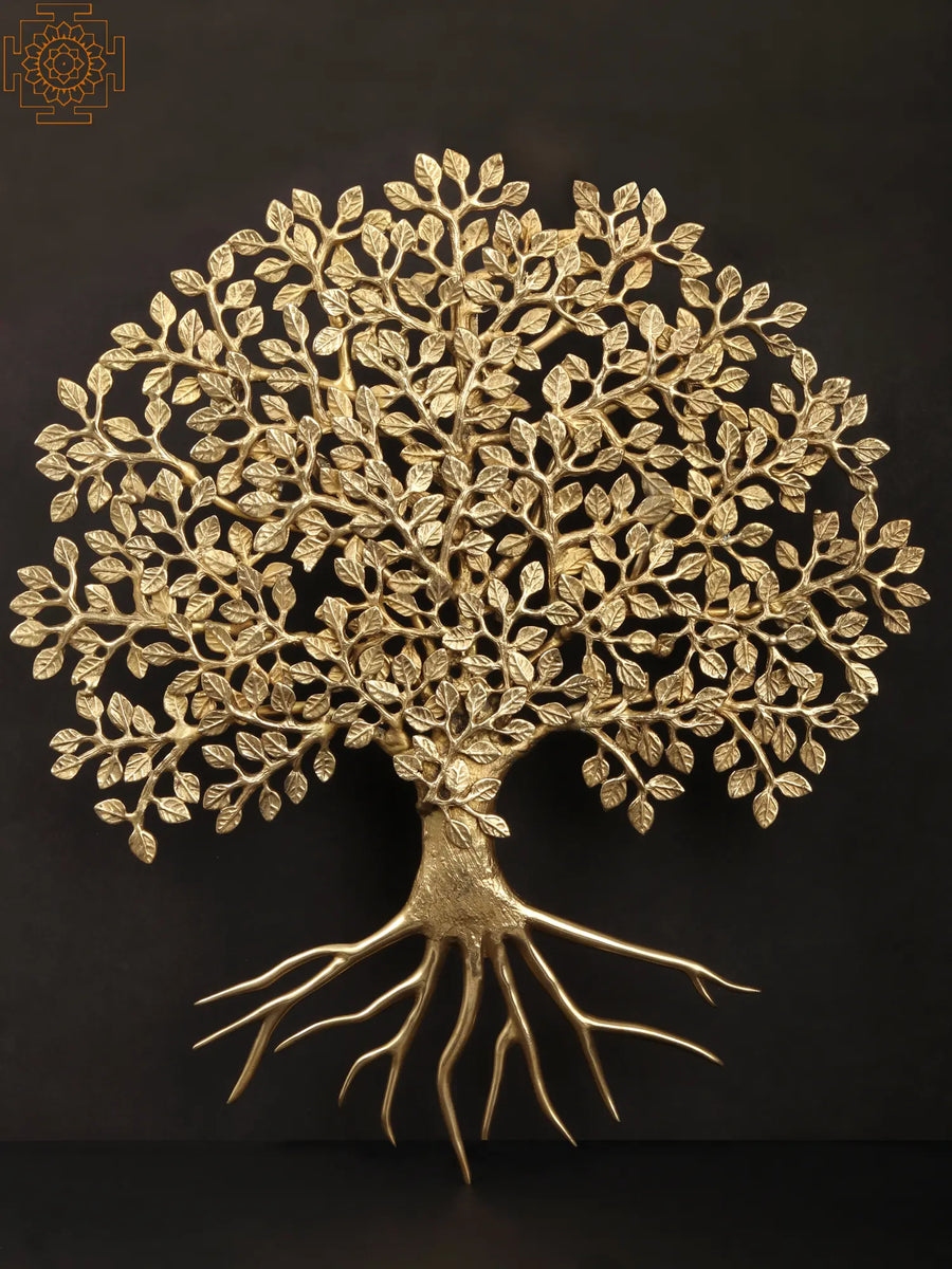 19" Handmade Brass Tree Wall Hanging for Home Decor