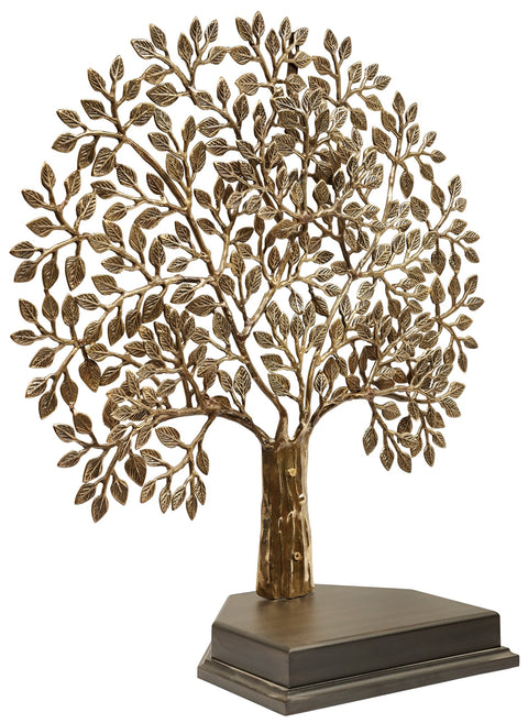 Brass Tree on Wooden Base