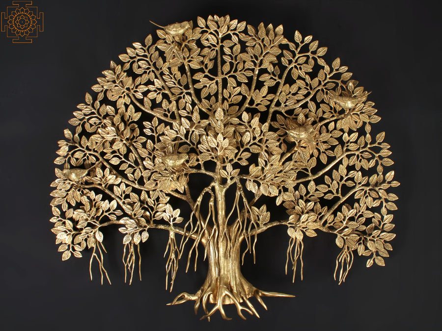 30" Banyan Tree Brass Statue for Home Decor