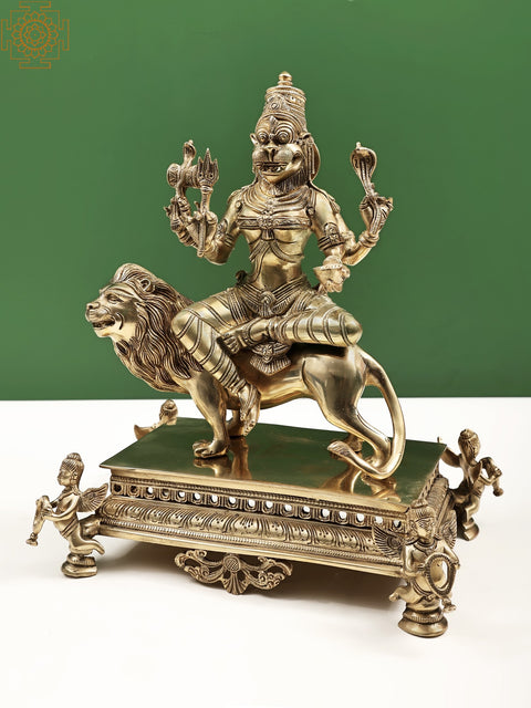 14" Superfine Statue of Pratyangira Devi (Atharvana Bhadrakali) | Incarnation of Goddess Chandni/Durga Brass Idol
