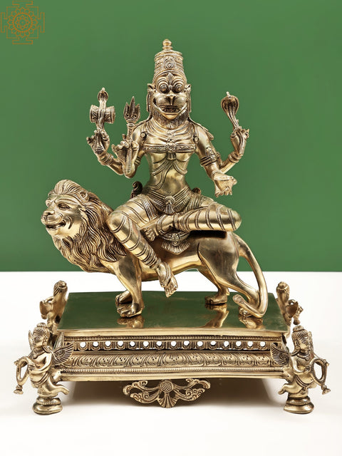 14" Superfine Statue of Pratyangira Devi (Atharvana Bhadrakali) | Incarnation of Goddess Chandni/Durga Brass Idol