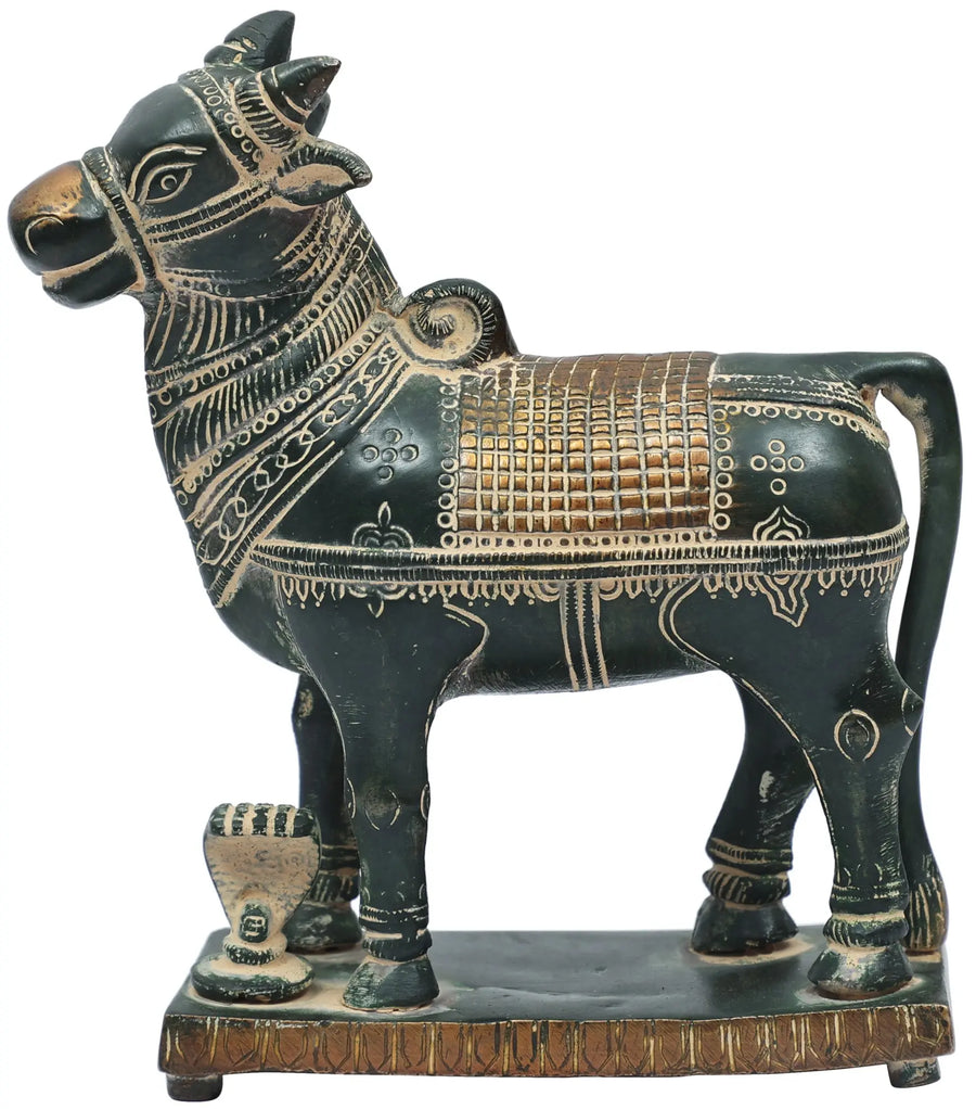 5" Standing Nandi Brass Statue for Home Decor