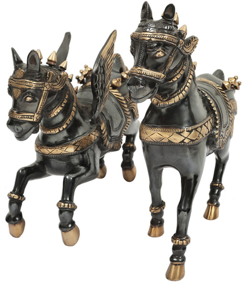 Pair of Mythological Horses Figurine | Magnificent Horse Statue