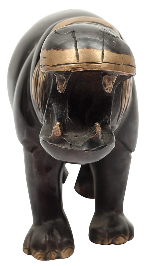 Black Hippopotamus Brass Statue | Animal Figurines