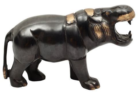Black Hippopotamus Brass Statue | Animal Figurines