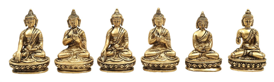 3" Lord Buddha Multiple Postures Handmade Brass Idol Set