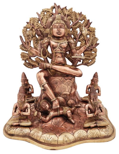 18" Dakshinamurti Shiva Handcrafted Brass Statue for Home Pooja