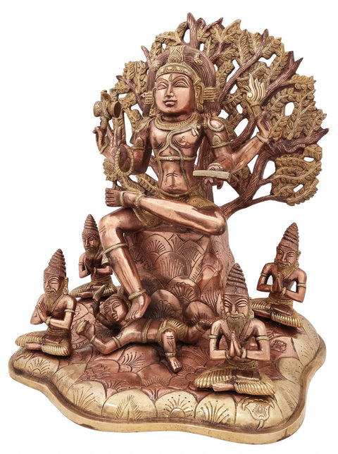18" Dakshinamurti Shiva Brass Statue | Indian Handcrafted Idol
