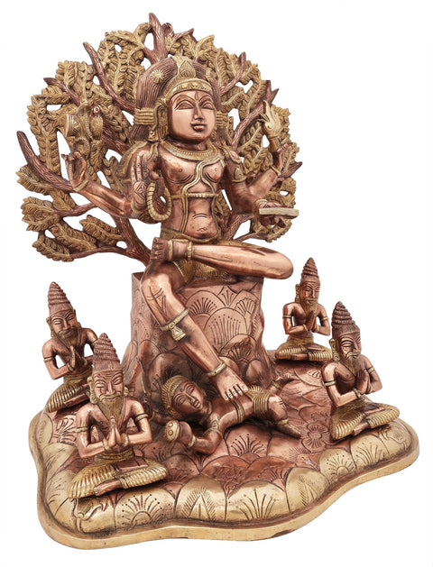 18" Dakshinamurti Shiva Brass Statue | Indian Handcrafted Idol