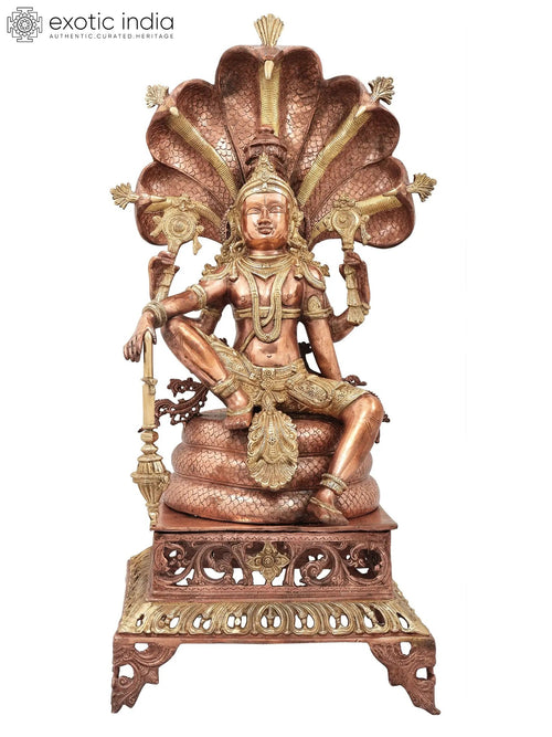 Lord Vishnu Seated on Sheshanaga Brass Statue