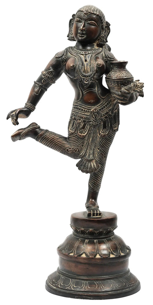 16" Apsara in Pain Handmade Brass Sculpture