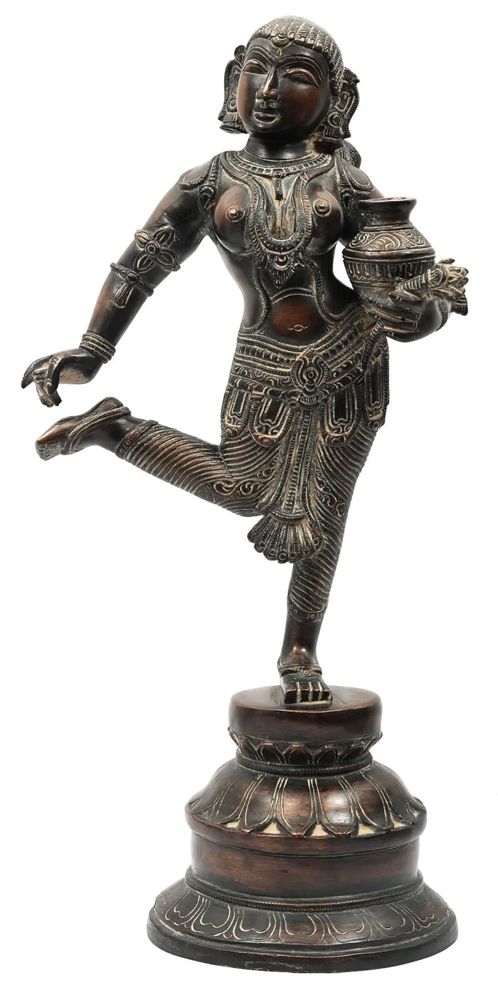 16" Apsara in Pain Handmade Brass Sculpture