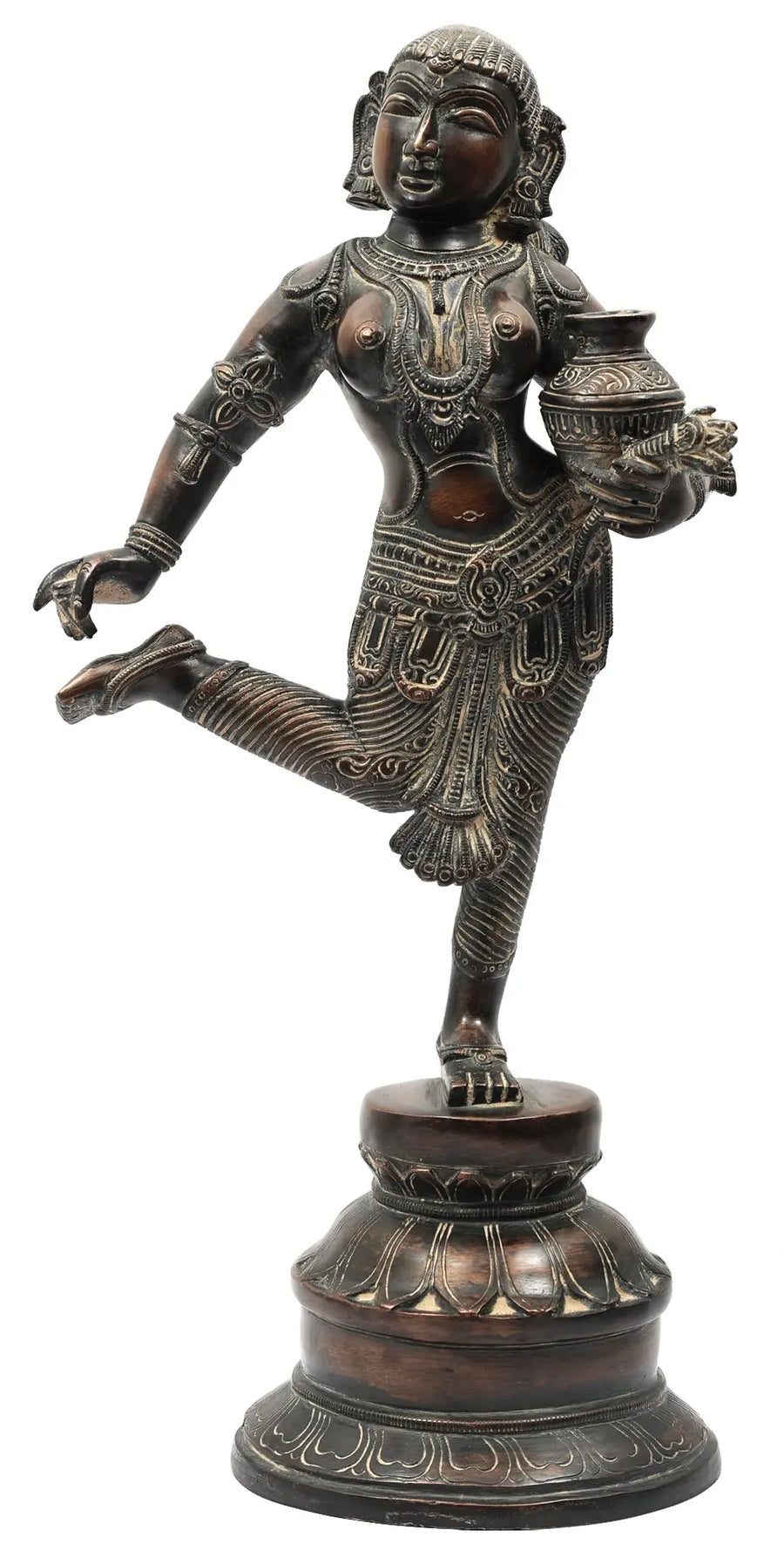 16" Apsara in Pain Handmade Brass Sculpture