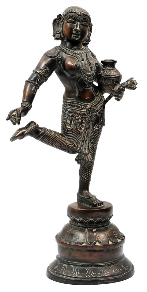 16" In Pain The Apsara Pauses | Handmade Brass Sculpture