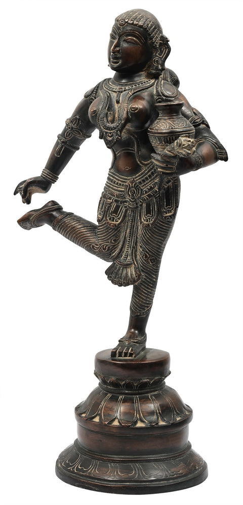 16" In Pain The Apsara Pauses | Handmade Brass Sculpture