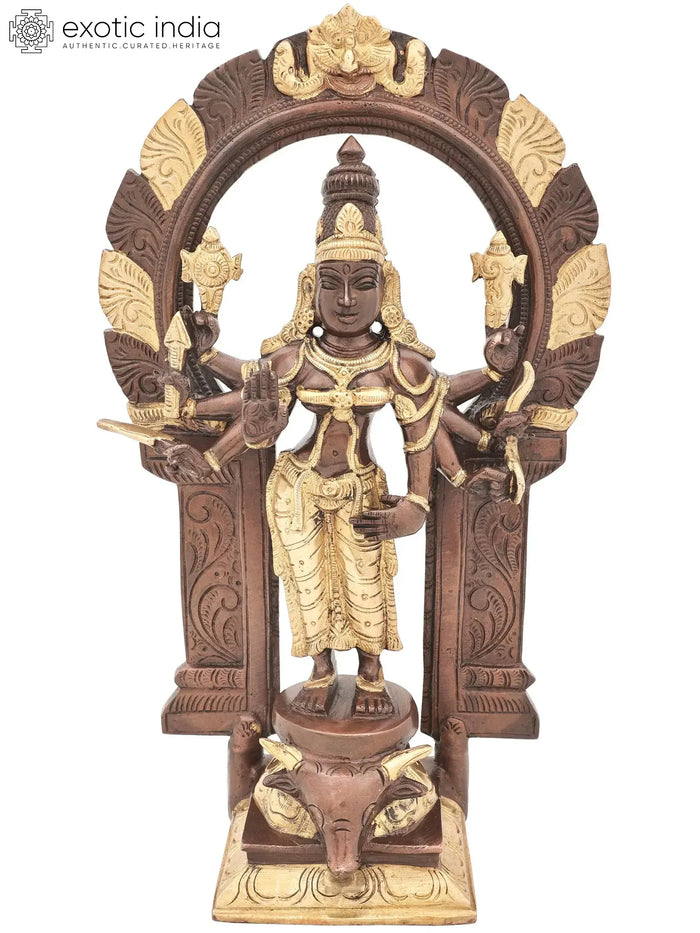 13" Standing Ashtabhujadharini Durga Brass Idol Handmade