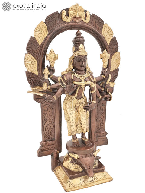 13" Standing Ashtabhujadharini Durga In Brass | Handmade | Made In India