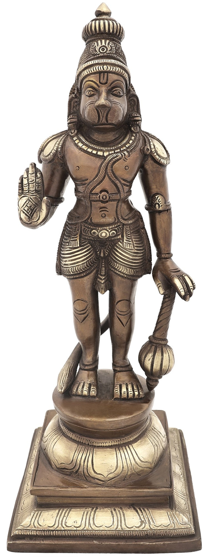 12" Standing Blessing Hanuman Brass Statue Handmade