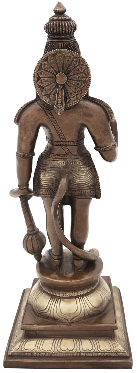12" Standing Blessing Hanuman Brass Statue | Handmade | Made in India