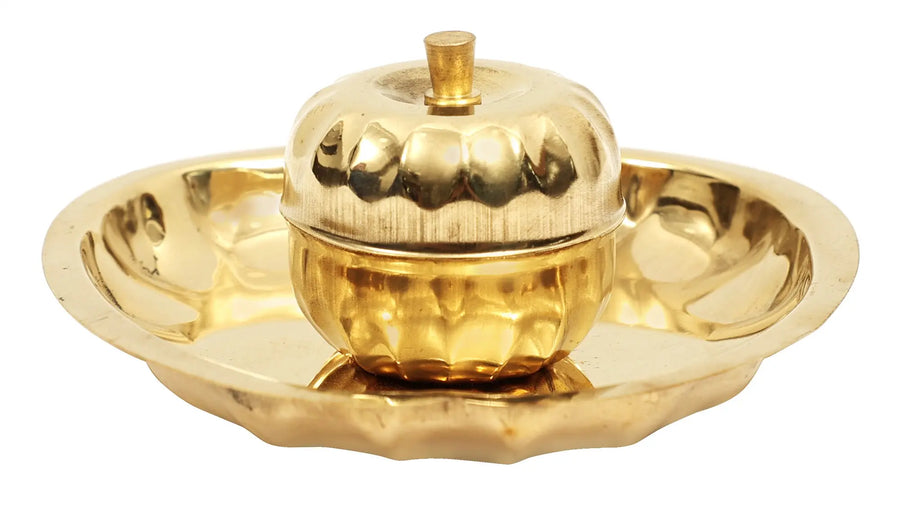 4" Handmade Brass Sindoor Box for Puja