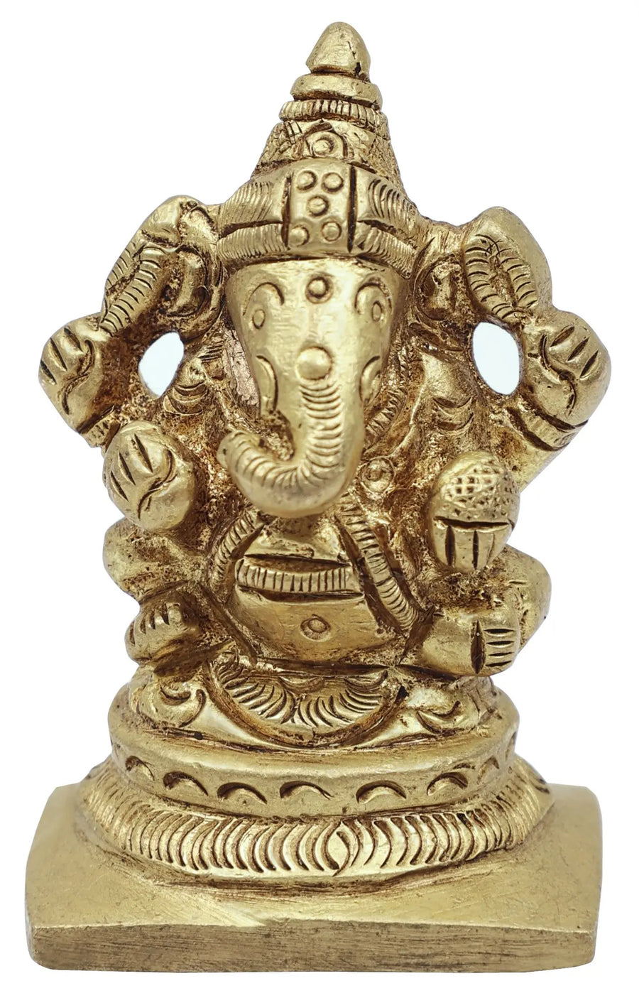2" Small Brass Ganesha Good Luck Statue Handmade