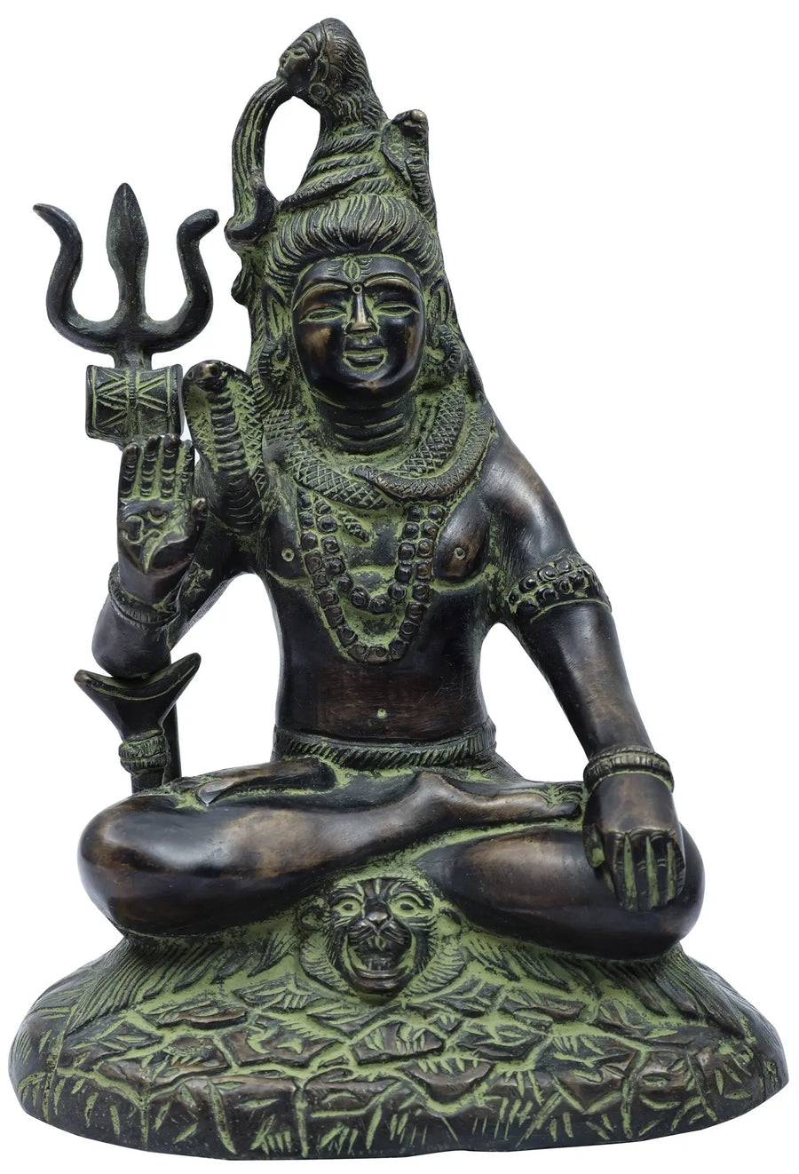 7" Lord Shiva Statue in Ashirwad Mudra Handmade Brass Idol