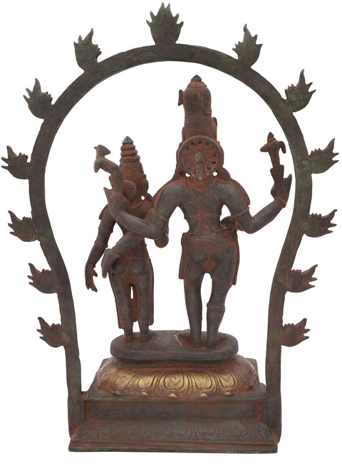 13" Standing Lord Shiva with Parvati In Brass | Handmade | Made In India