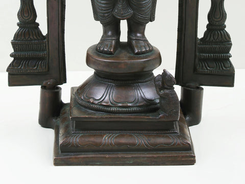 13" Four Armed Standing Ganesha In Brass