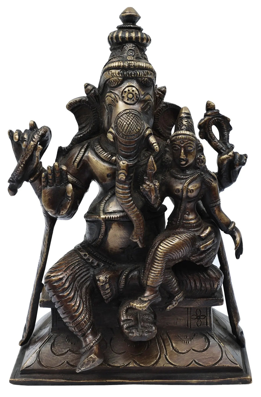 7" Shakti Ganpati Handmade Brass Statue