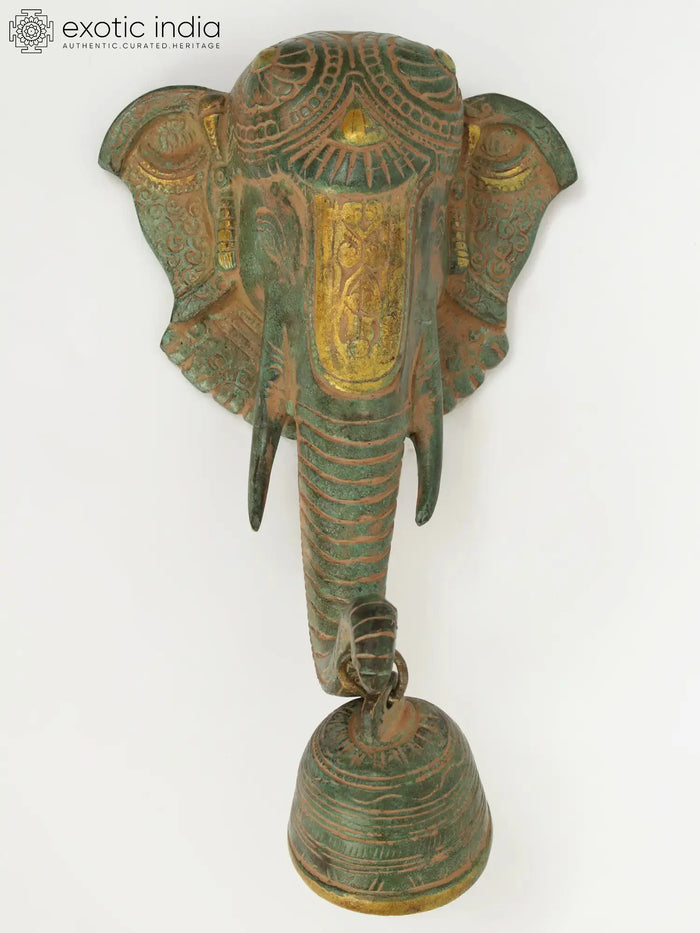 9" Lord Ganesha Temple Bell Wall-Hanging In Brass | Handmade | Made In India