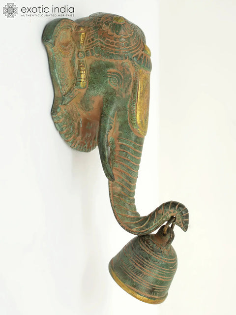 9" Lord Ganesha Temple Bell Wall-Hanging In Brass | Handmade | Made In India