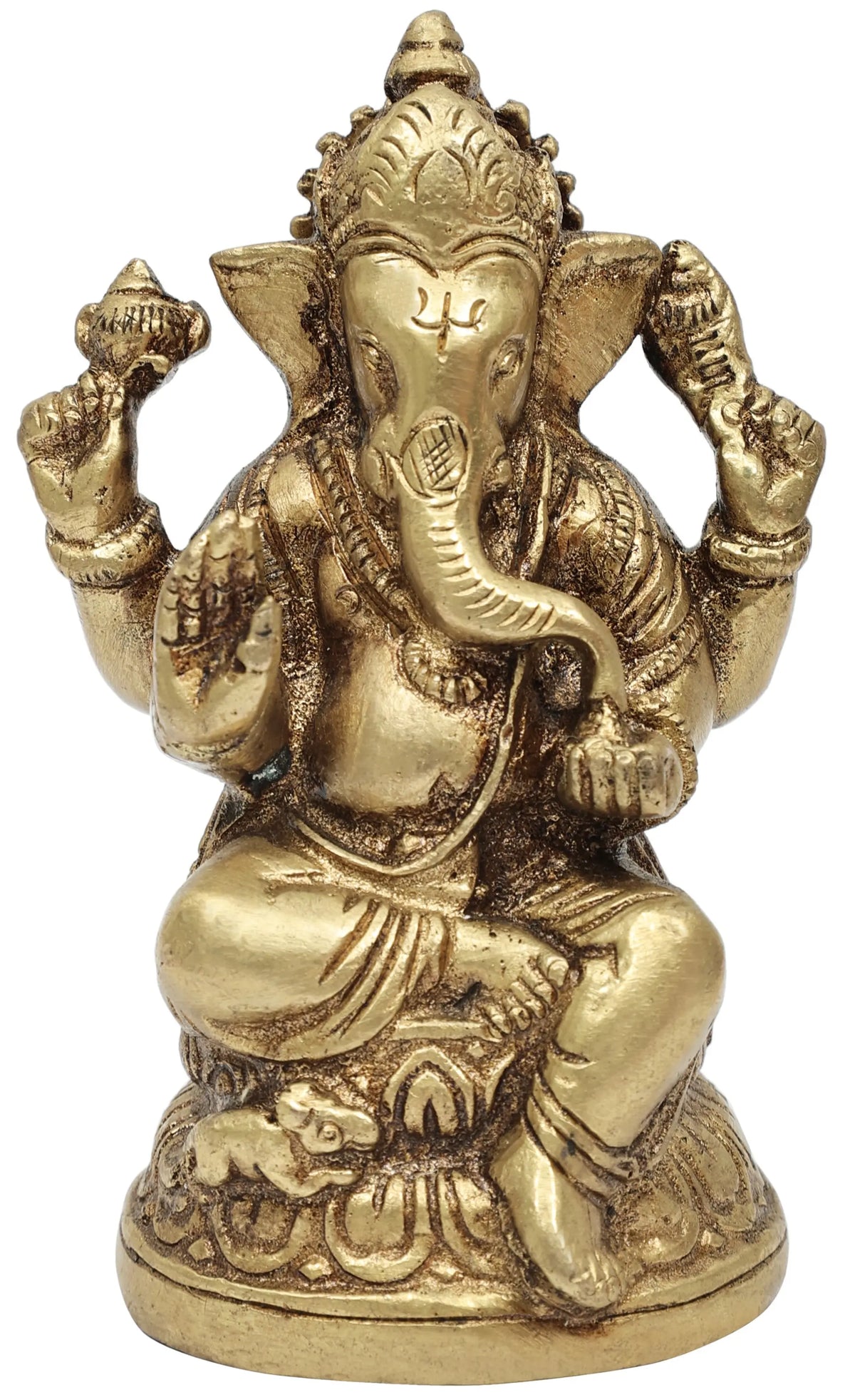 4" Small Blessing Ganesha Brass Statue | Handmade | Made in India