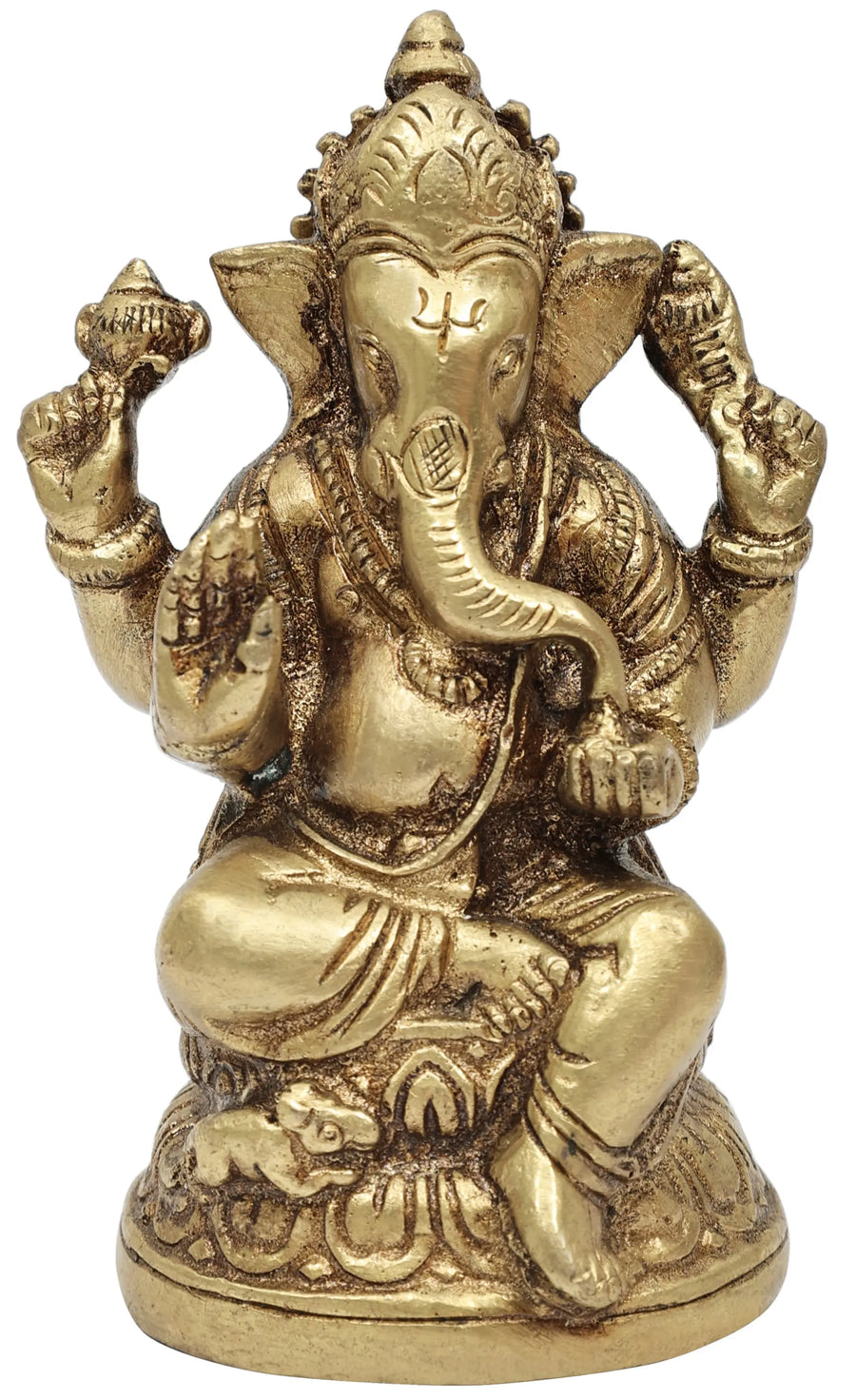 4" Small Blessing Ganesha Handmade Brass Statue