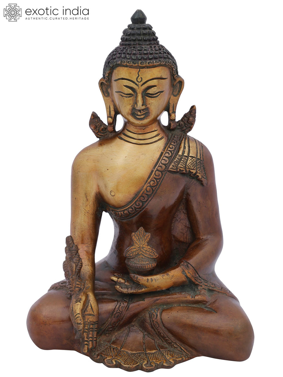 7" Medicine Buddha Handmade Brass Statue for Tibetan Buddhist Healing