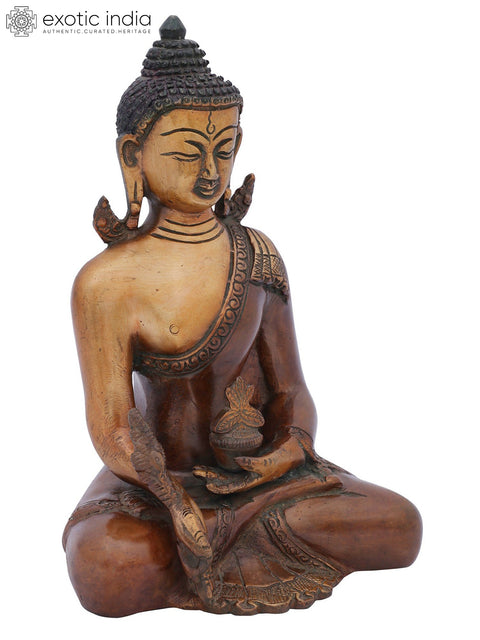 7" Medicine Buddha (Tibetan Buddhist Healing Buddha) In Brass | Handmade | Made In India