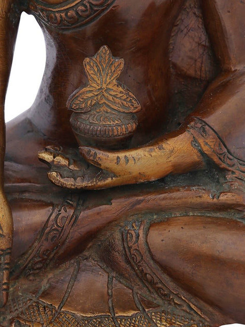 7" Medicine Buddha (Tibetan Buddhist Healing Buddha) In Brass | Handmade | Made In India