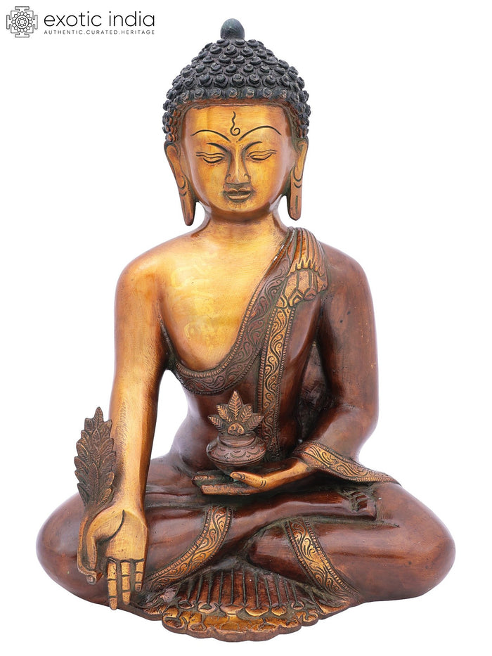 12" Medicine Buddha Handmade Brass Statue for Pooja