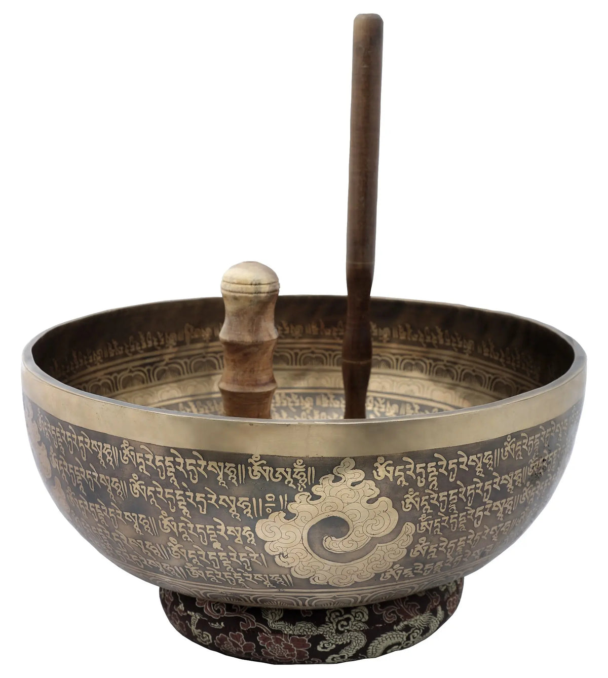 5" Tibetan Buddhist Brass Singing Bowl with Image of Green Tara | Handmade