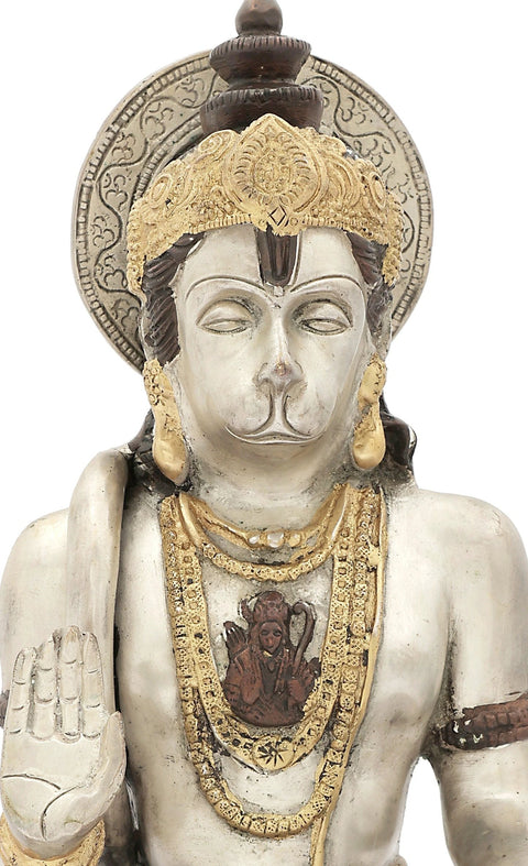 12" Lord Hanuman with Lord Rama Residing in His Chest | Handmade Brass Statue