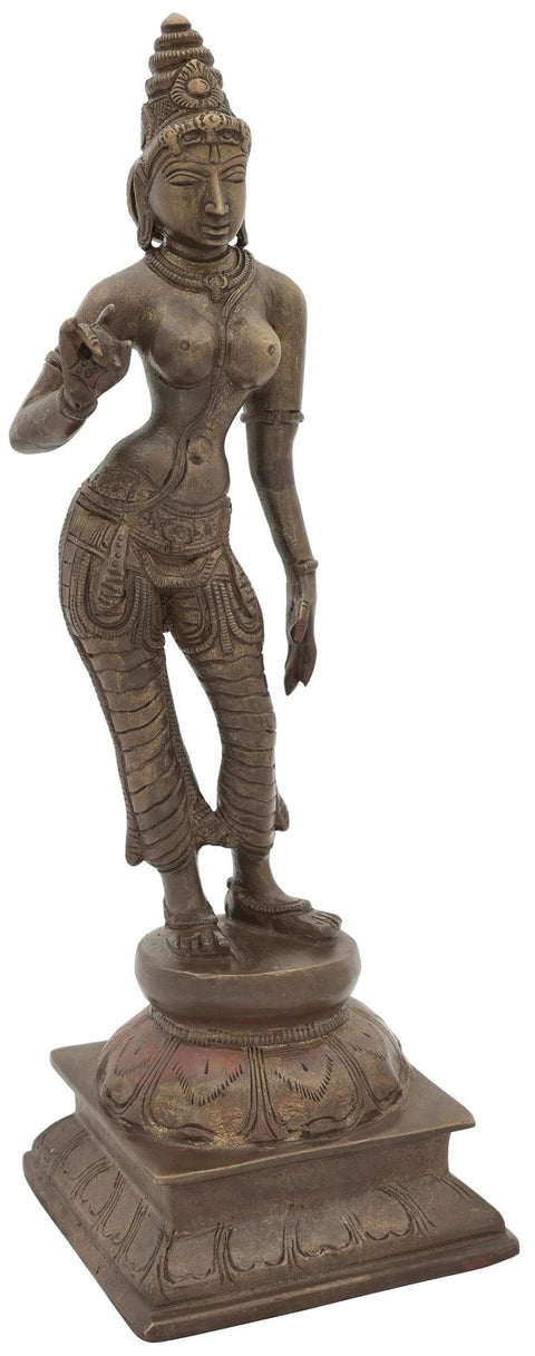 12" Standing Apsara In Brass | Handmade | Made In India
