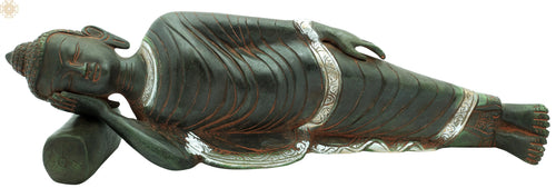 14" Mahaparinirvana Buddha Brass Statue Handmade