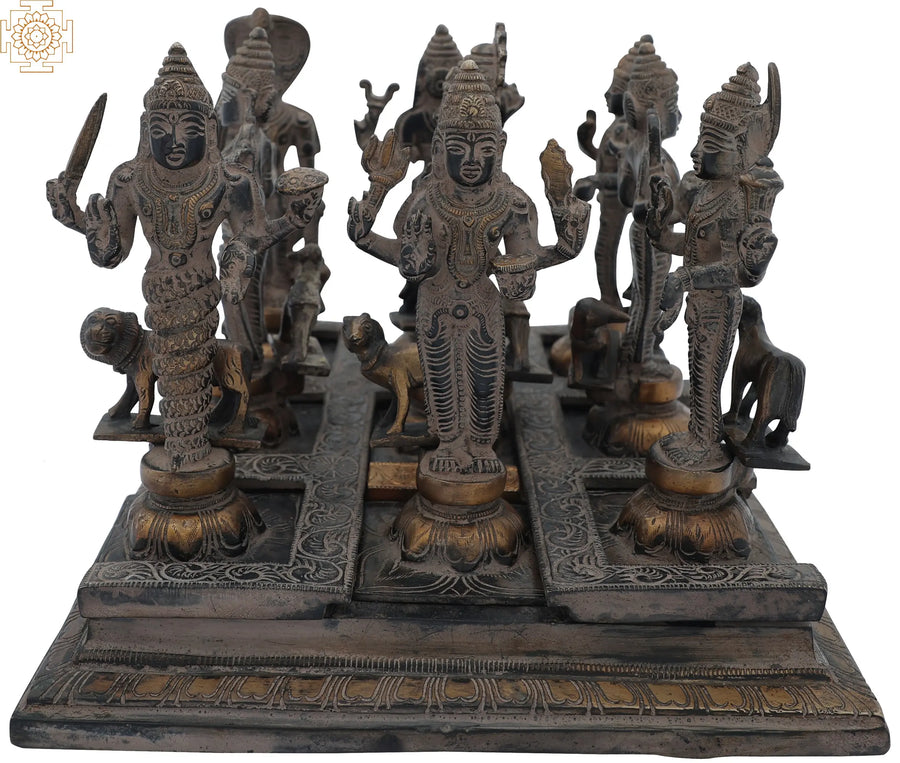 7" Navagraha Nine Planets Handmade Brass Statue