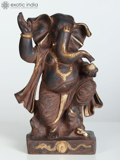 14" Brass Dancing Ganesha Sculpture | Collectible Ganapati Murti