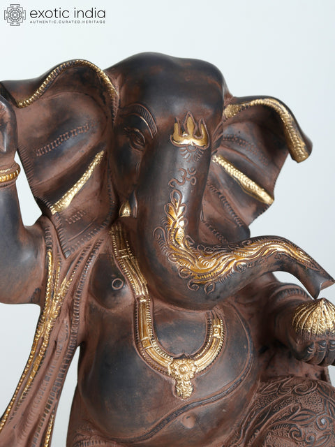 14" Brass Dancing Ganesha Sculpture | Collectible Ganapati Murti