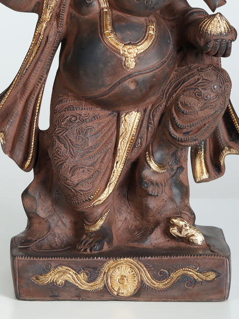 14" Brass Dancing Ganesha Sculpture | Collectible Ganapati Murti